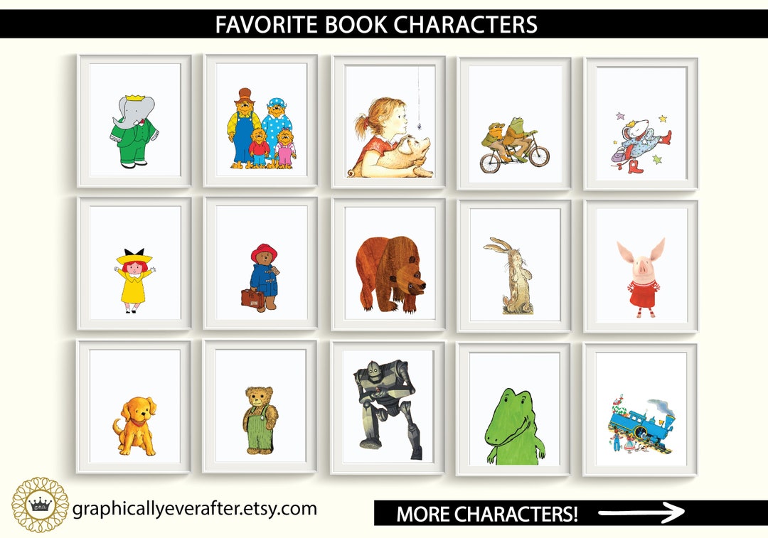 Book Characters Art Prints UNFRAMED Qty 6 Baby Girl Boy Gender Neutral ...