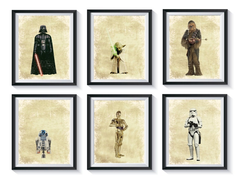 Retro Star Wars Art Print Set Qty 4 Distressed Vintage - Etsy