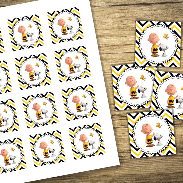 Charlie Brown & Snoopy Matching Cupcake Toppers - Birthday Party Invitation Boy Girl Peanuts Gang Birthday Package - Digital File, Printable