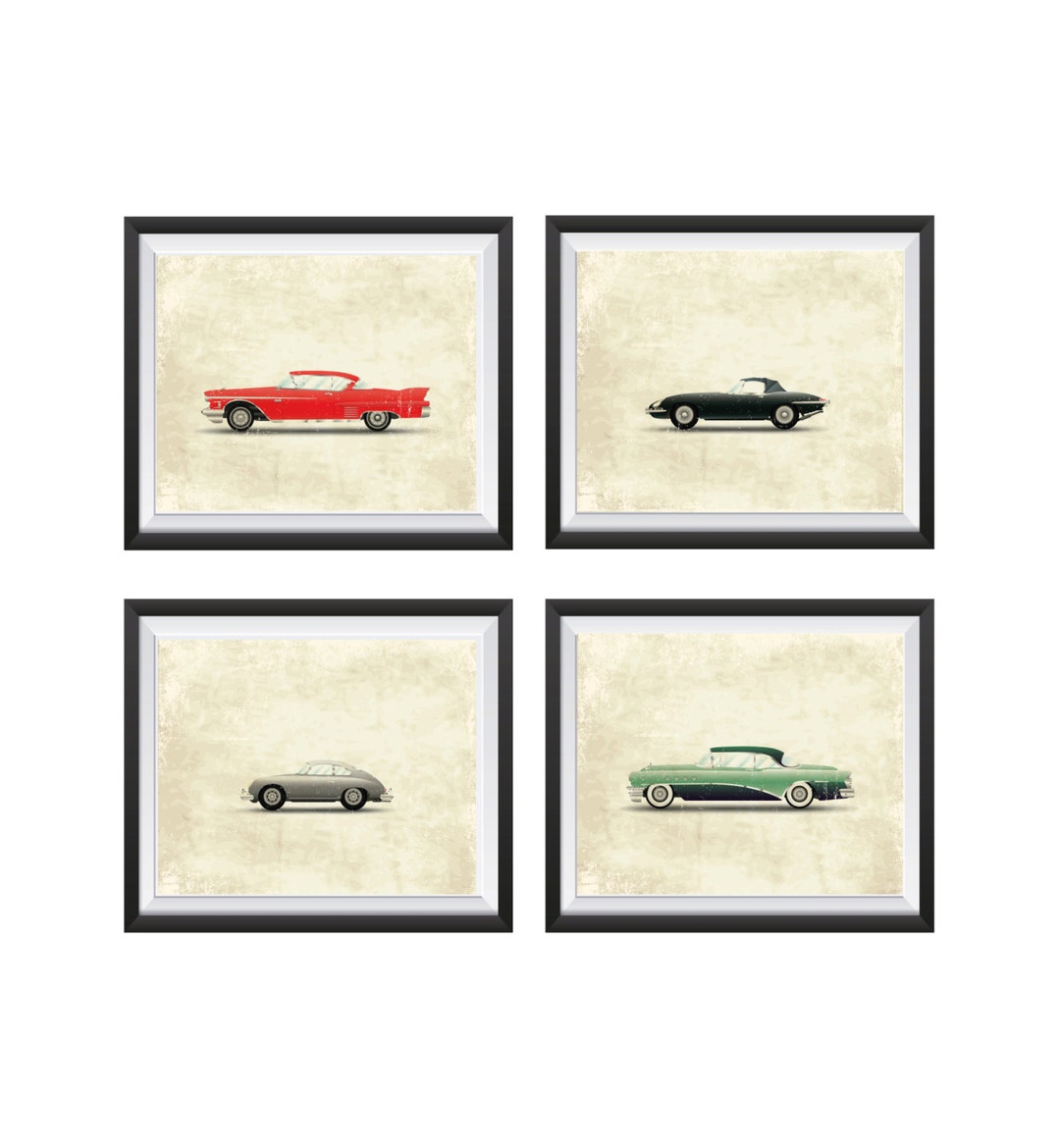 Classic Cars Art Prints BEDROOM, NURSERY, PLAYROOM Decor, Retro
