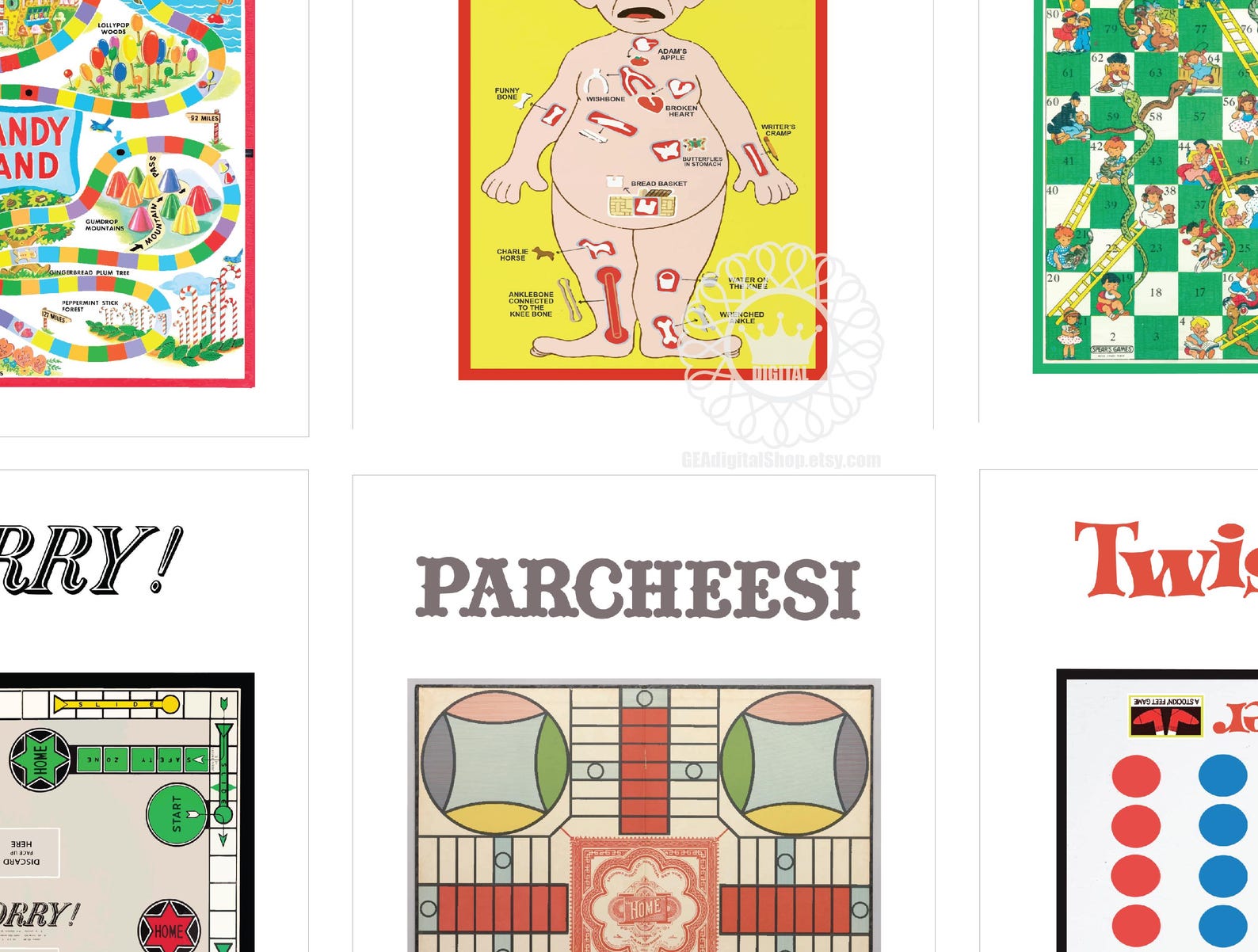 Retro Classic Board Game Art Prints, Vintage Board Game Posters, Qty 10 ...