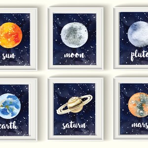 Outerspace Planets Art Prints Set - Qty 8 - Solar System NURSERY ...