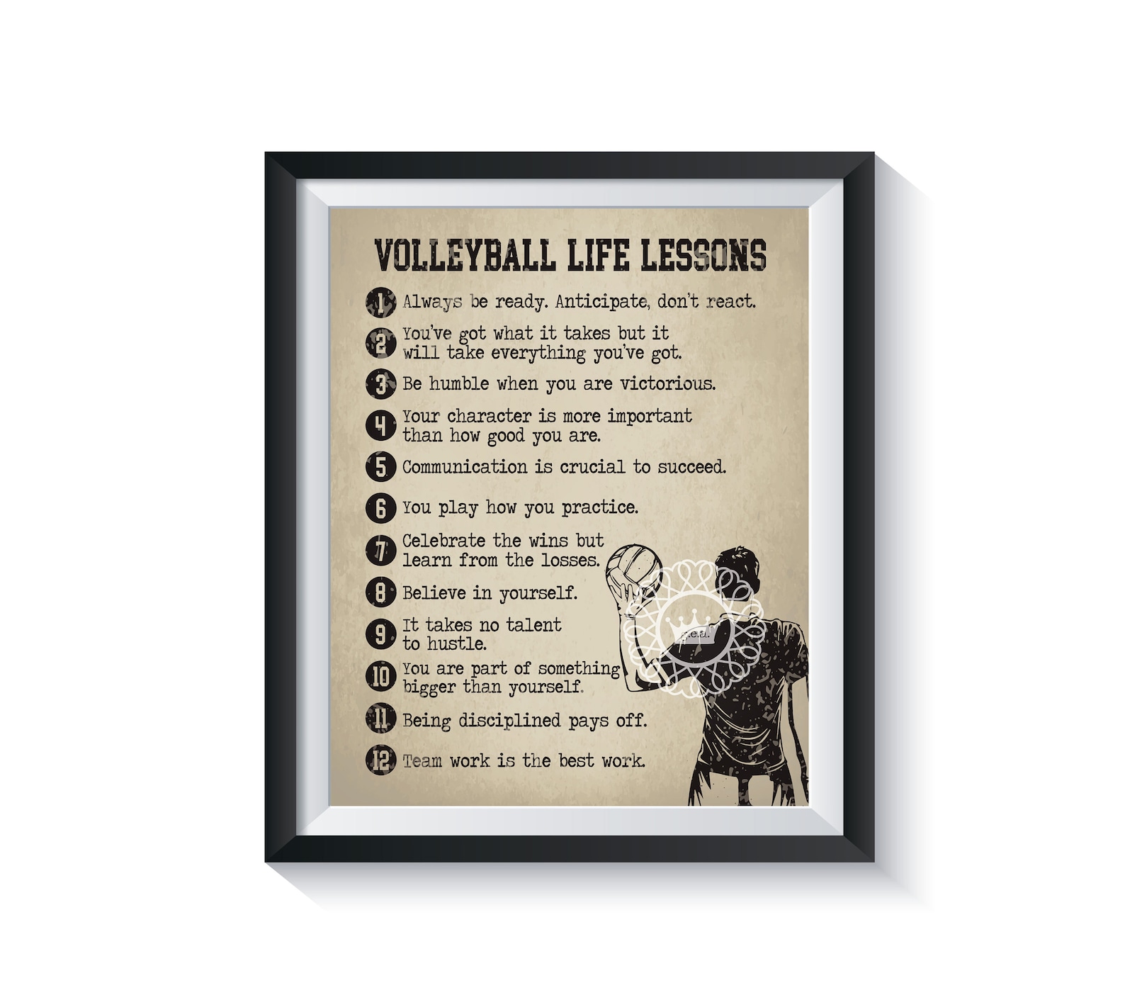 BOY Volleyball Life Lessons Art Print Qty 1 Sports Bedroom Etsy