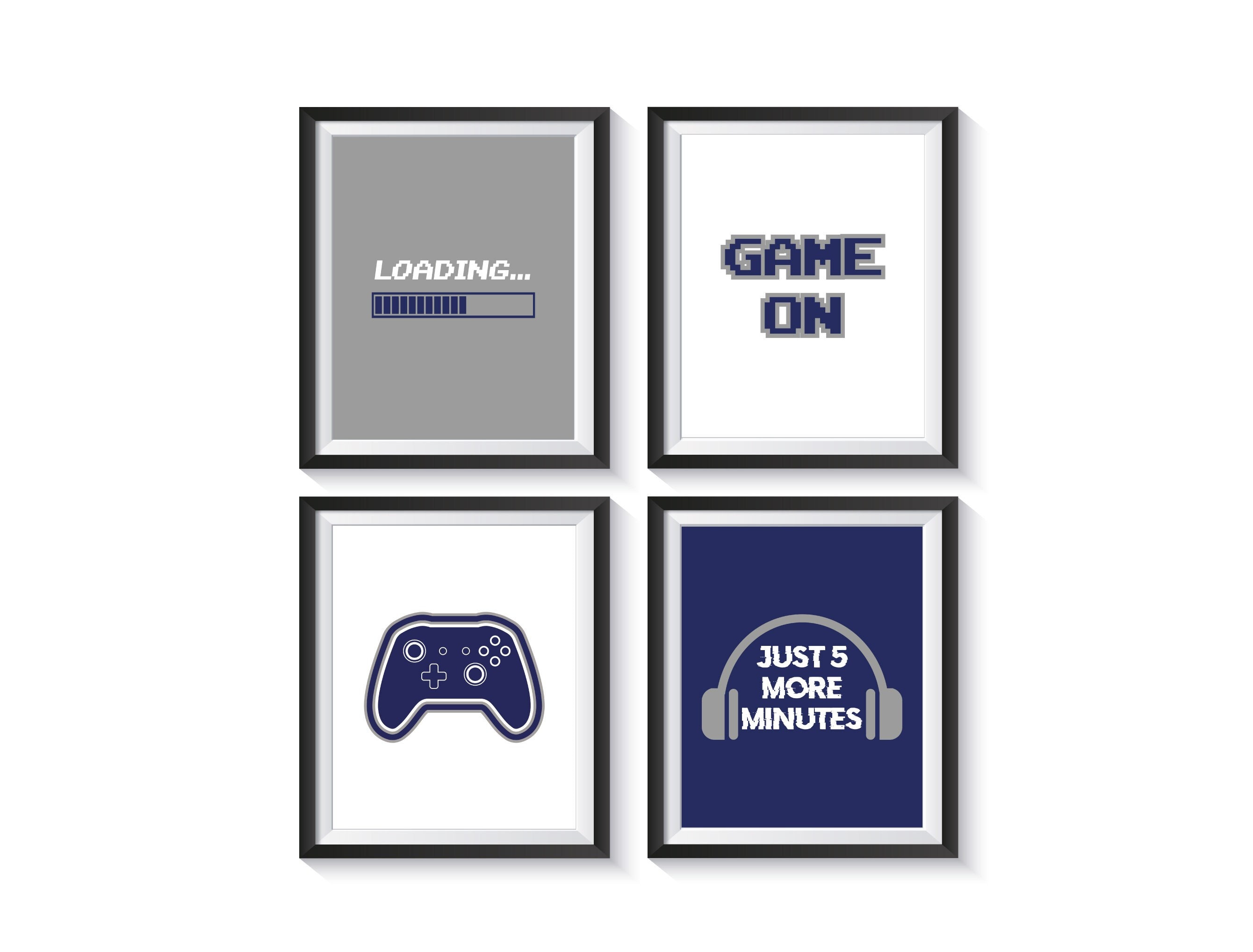 Video Game Art Prints UNFRAMED Qty 4 Boys Bedroom Decor Navy ...