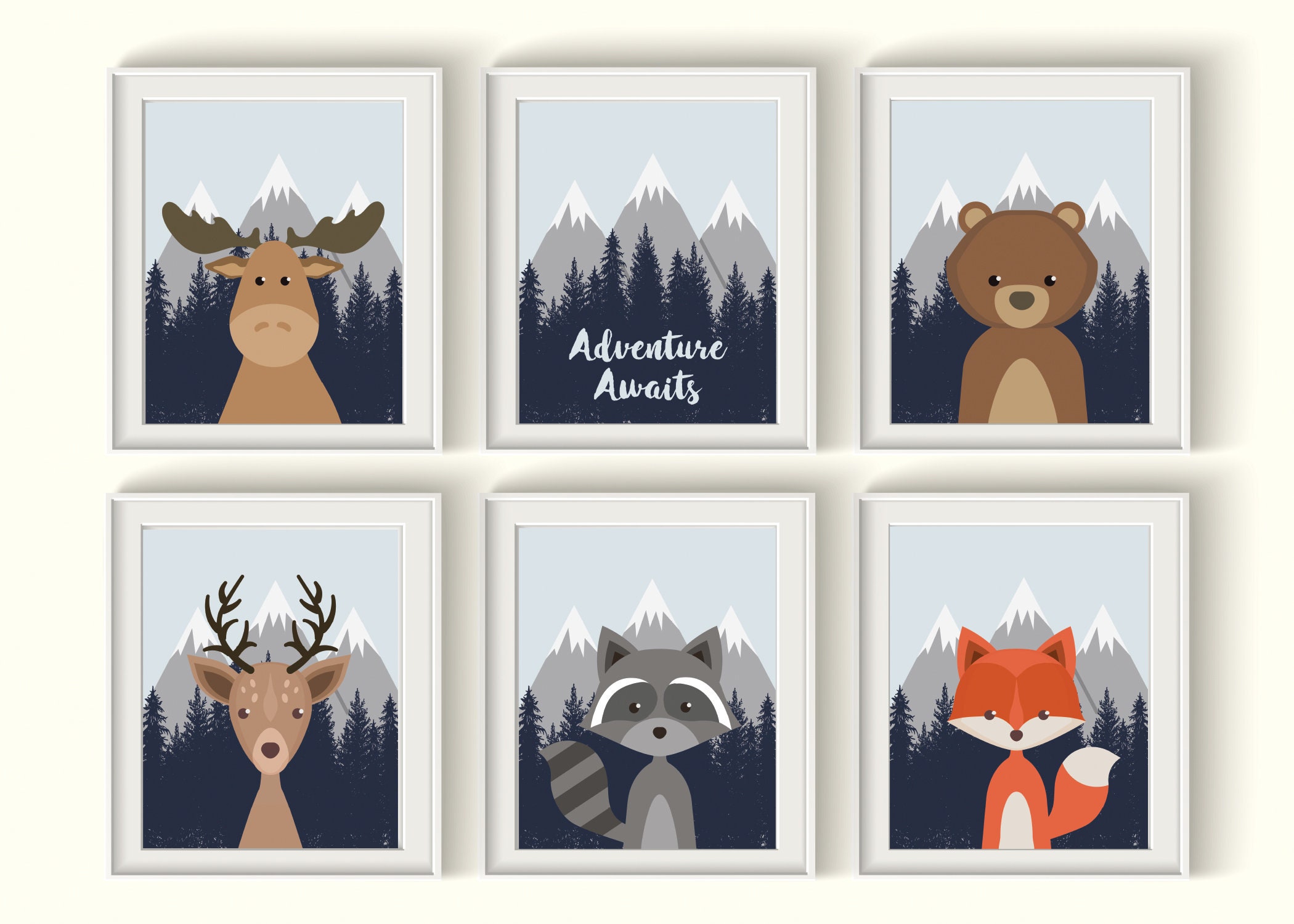 Woodland Forest Animals Art Prints UNFRAMED Qty 6 Mountains - Etsy Woodland Forest Animals Art Prints UNFRAMED Qty 6 Mountains - Etsy