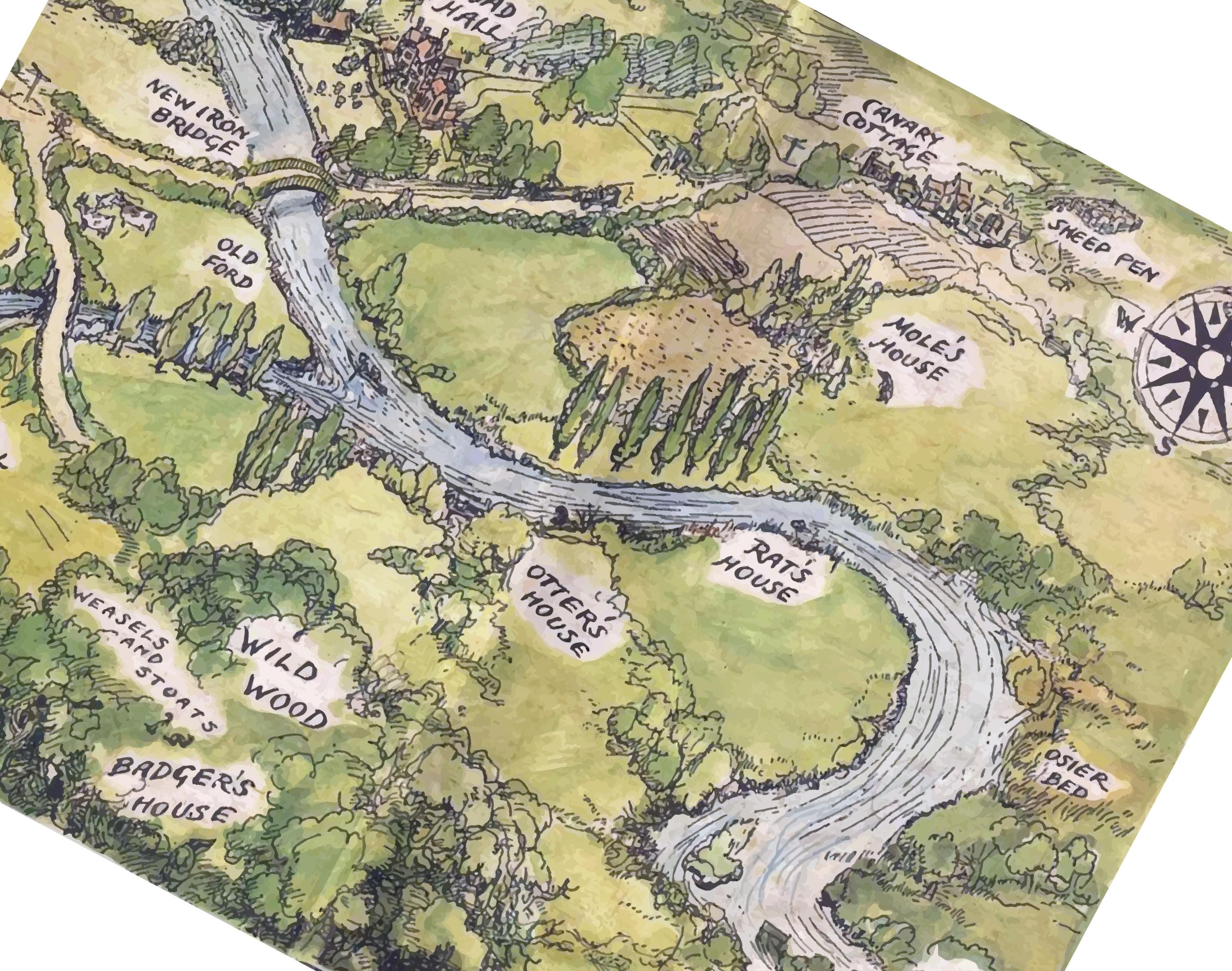 Wind in the Willows River Map Art Print the Riverbank Map Nursery Art ...