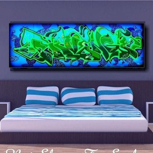 Graffiti Art, Graffiti Wall Art, Graffiti Art On Canvas, Graffiti Print, Canvas Wall Art, Panoramic Graffiti Print, Street Art, Urban Art
