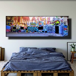 Graffiti Art Canvas Print, Urban Street Art, Large Graffiti Wall Art, Graffiti Art Canvas, Steampunk Art, Street Art, Street Art Print