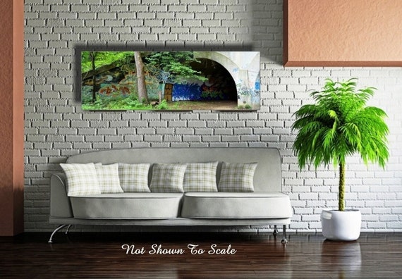 Oversized Graffiti Canvas Print, River Tunnel Steampunk Art