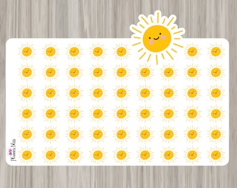 Kawaii Sun Weather Planner Stickers- Erin Condren, Kikki K, Filofax, Plum Paper, Sunny