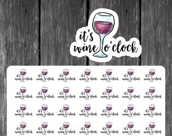 Wine O'clock Planner Sticker For Erin Condren, Kikki K, Filofax, Plum Paper, Limelife, Inkwell, Alcohol, Girls Night