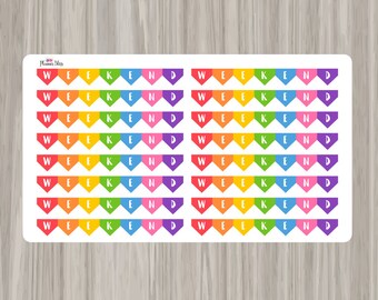 Rainbow Weekend Planner Stickers - 10 count - Erin Condren, ECLP, Life Planner, Kikki K, Filofax, Plum Paper, Limelife,