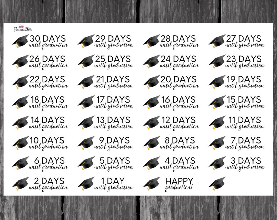 Graduation Countdown Planner Stickers Erin Condren, Kikki K, Filofax