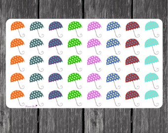 Umbrella Planner Stickers - Erin Condren, Kikki K, Filofax, Plum Paper, Happy Planner, ECLP, Weather, Rain, Spring