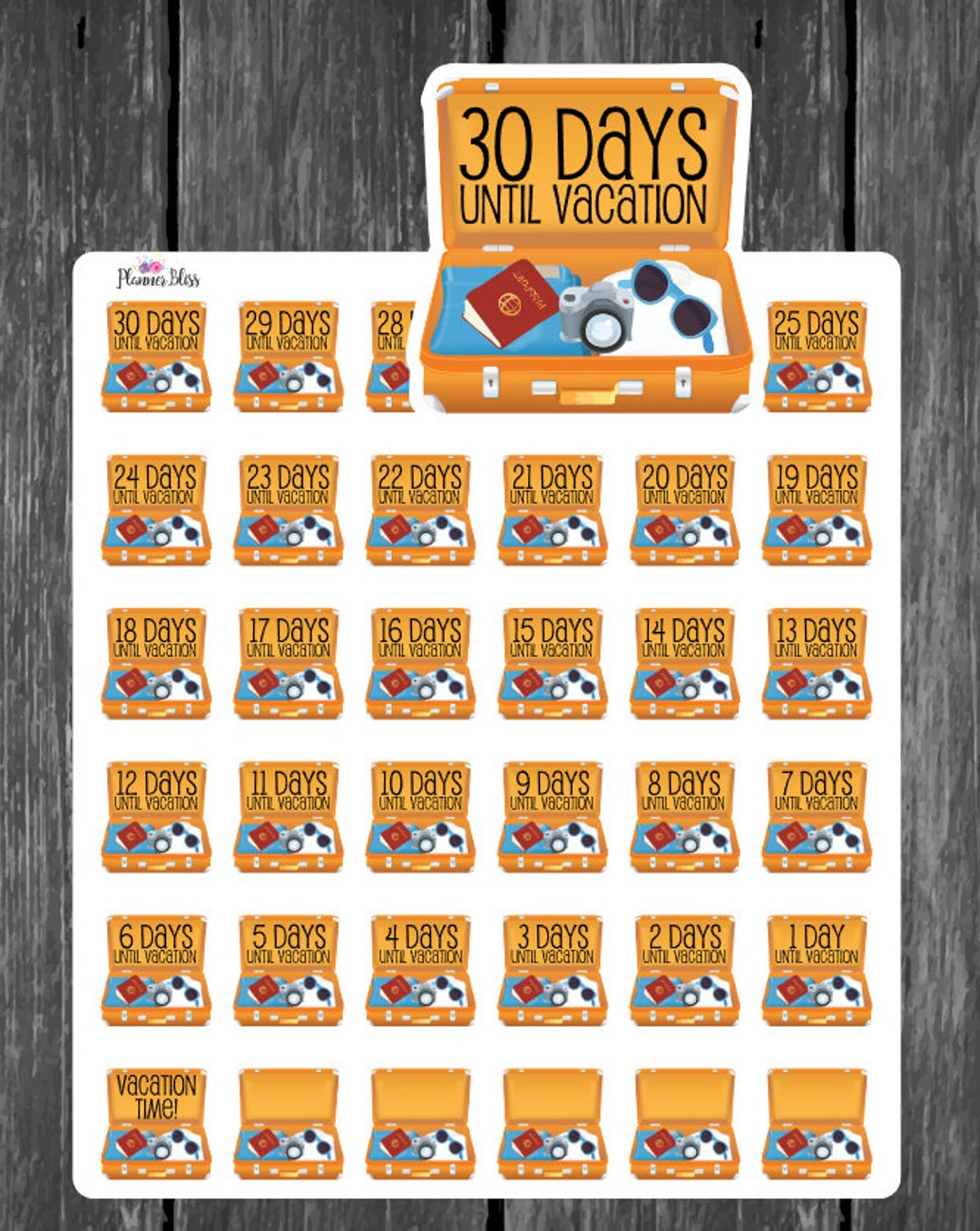Vacation Countdown Planner Stickers - Erin Condren, Kikki K, Filofax ...