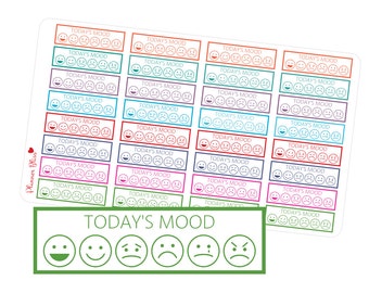 Mood Planner Stickers - Erin Condren, Kikki K, Filofax, Plum Paper, Daily Mood, Health