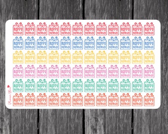 Happy Birthday Planner Stickers - Erin Condren, Kikki K, Filofax, Plum Paper, Limelife, Birthday Reminder, Gift, Present