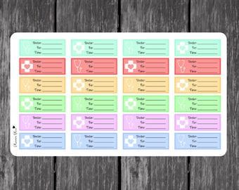 Doctor Appointment Planner Stickers - Erin Condren, Kikki K, Filofax, Plum Paper, Limelife,  Reminder, Medical
