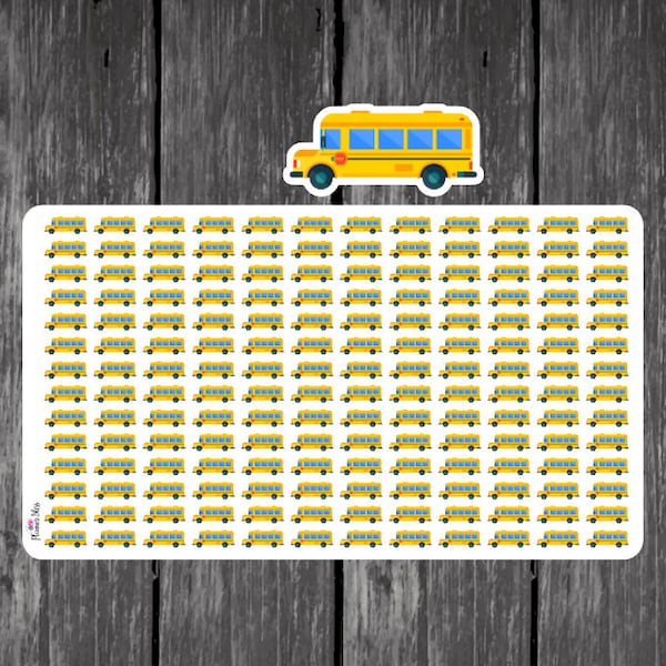 School Bus Planner Stickers- Erin Condren, Kikki K, Filofax, Plum Paper, Limelife, Happy, Back to School, Teacher, Bus, Education, Mini