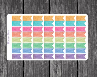 Watercolor Flag Planner Stickers - Erin Condren, Kikki K, Filofax, Plum Paper, Watercolor