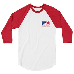 Major League Lobster Left Chest 3/4 sleeve raglan shirt Red/White image 1