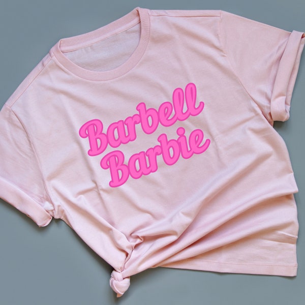 Barbell Barbi Oversized Pump Cover for Working Out Cute Hot Pink Barbi Core Muscle Mommy Graphic Tee Clean Graphic Boss Babe Workout Shirt