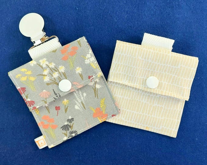 Tubie Pockets® Clips! Set of 2 Wild Flowers/Lines NG and NJ Tube Moveable Storage Pockets