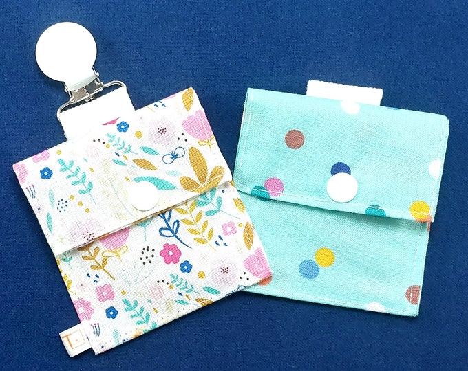 Tubie Pockets® Clips! Set of 2 Flowers/Dots NG and NJ Tube Moveable Storage Pockets