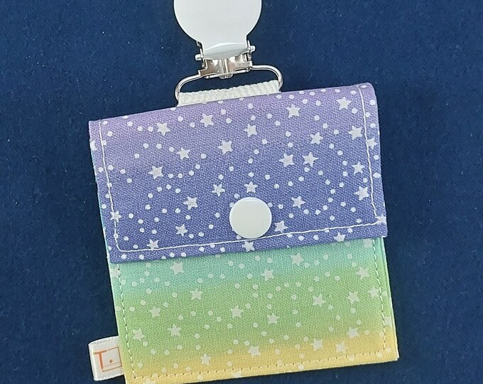 Tubie Pockets® Clips! Rainbow Gradient with Stars NG and NJ Tube Moveable Storage Pocket