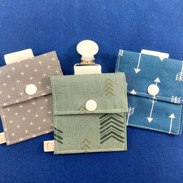 Tubie Pockets® Clips! Set of 3 Navy/Olive/Grey NG and NJ Tube Moveable Storage Pockets