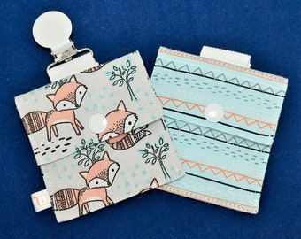 Tubie Pockets® Clips! Set of 2 Fox/Zigzag NG and NJ Tube Moveable Storage Pockets