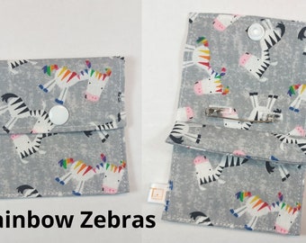 Tubie Pockets® Rainbow Zebras Design NG and NJ Tube Moveable Storage Pocket