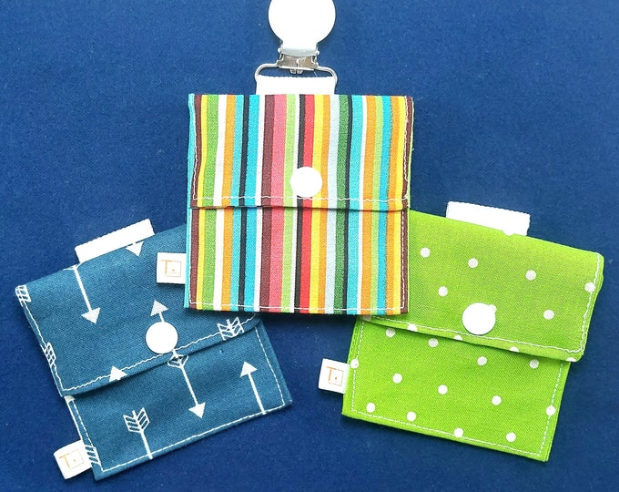 Tubie Pockets® Clips! Set of 3 Arrow/Stripes/Dots NG and NJ Tube Moveable Storage Pockets