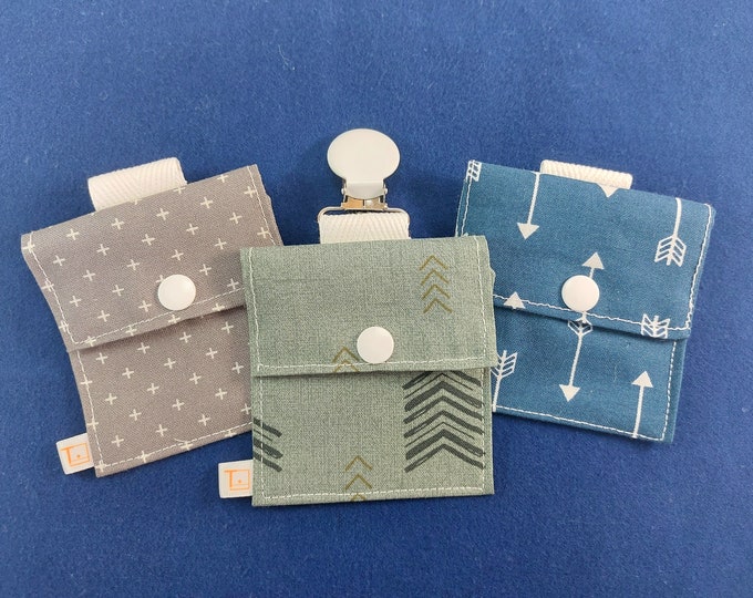 Tubie Pockets® Clips! Set of 3 Navy/Olive/Grey NG and NJ Tube Moveable Storage Pockets