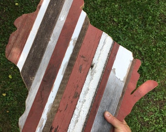 Wisconsin reclaimed barn wood art | local Dane County barnwood | WI state wall decor
