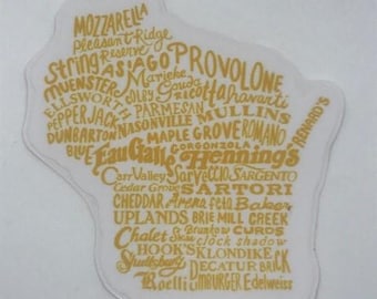Wisconsin Cheese and Cheesemakers vinyl sticker | WI state map | Wisco foodie gift