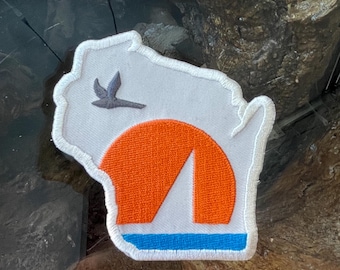 Geborduurde patch Wisconsin zon en zeil | WI-kentekenplaat | Staatscadeau Wisco