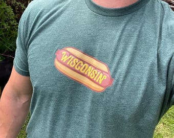 Wisconsin Mustard Brat Tee | WI glizzy hotdog tshirt | funny Wisco foodie gift