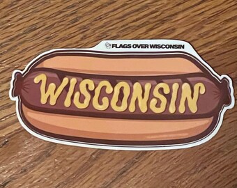 Wisconsin Mustard Brat Vinyl Sticker | Funny WI culture |  Glizzy hotdog