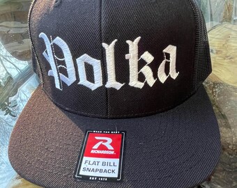 Polka Old English Snapback | Funny music hat | trucker meshback gangster gift