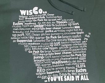 Wisco Lingo unisex hoodie | favorite Wisconsin words art graphic | WI state shirt gift