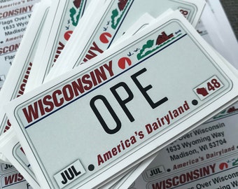 Wisconsin OPE Vinyl Sticker | WI License plate | Funny Wisconsin Culture