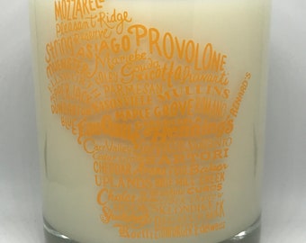 Wisconsin Cheese Makers Scented Soy Candle | World Champion Cheesemakers Map of WI | Reusable