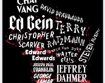 Wisconsin Serial Killers Postcard | WI state map art | Wisco true crime print gift