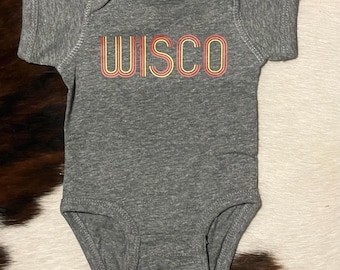Wisco Disco graphic art print Baby Onesie | WI state unisex kid shirt | Wisconsin gift