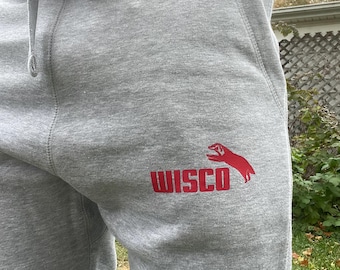 Leaping Badger Jogger Pant | WI badgers soccer sweat pants | funny Wisco gift