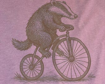 Badger Biker Tee | vintage Wisconsin badgers | Elroy Sparta State Trail | penny farthing bicycle tshirt