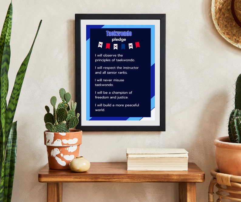 Taekwondo Pledge Printable Flyer Martial Arts Frameable Laminate Binder