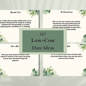 60 goedkope budgetvriendelijke datumkaarten ~ originele ideeën ~ Instant Download ~ afdrukbaar ~ huwelijkscadeau ~ bruids ~ douche ~