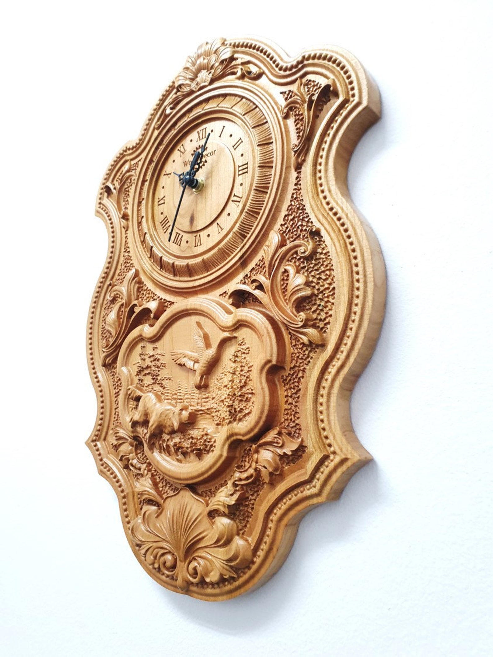 Carved Wooden Wall Clock Wall Decor Home Interior Living - Etsy